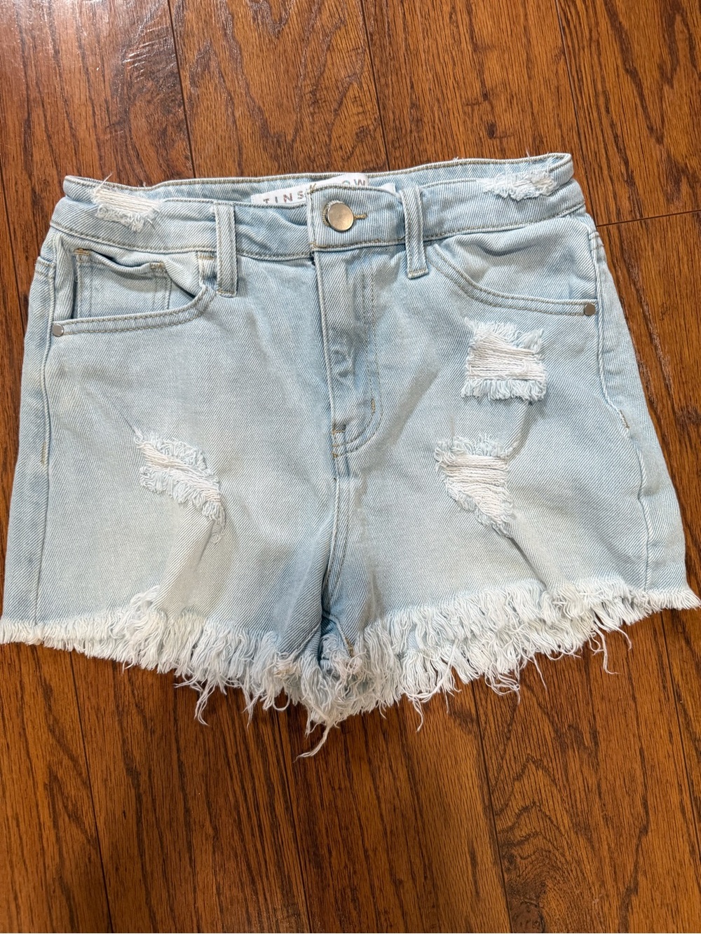 Tinseltown Light Blue Distressed Frayed Hem Denim Shorts junior Sz. 4